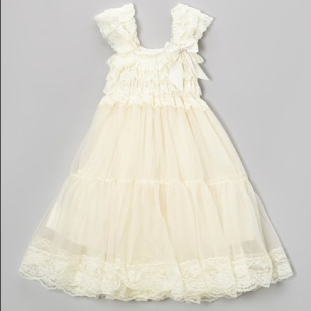 Lace & chiffon cap-sleeve baby doll dress sz 8-10